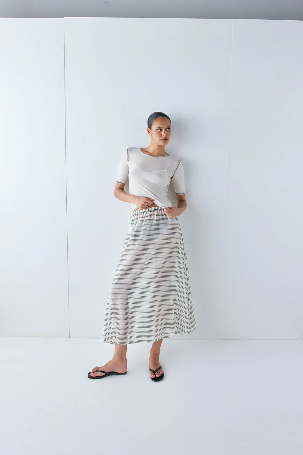 Solara Sheer Midi Skirt Stripe - Image 4