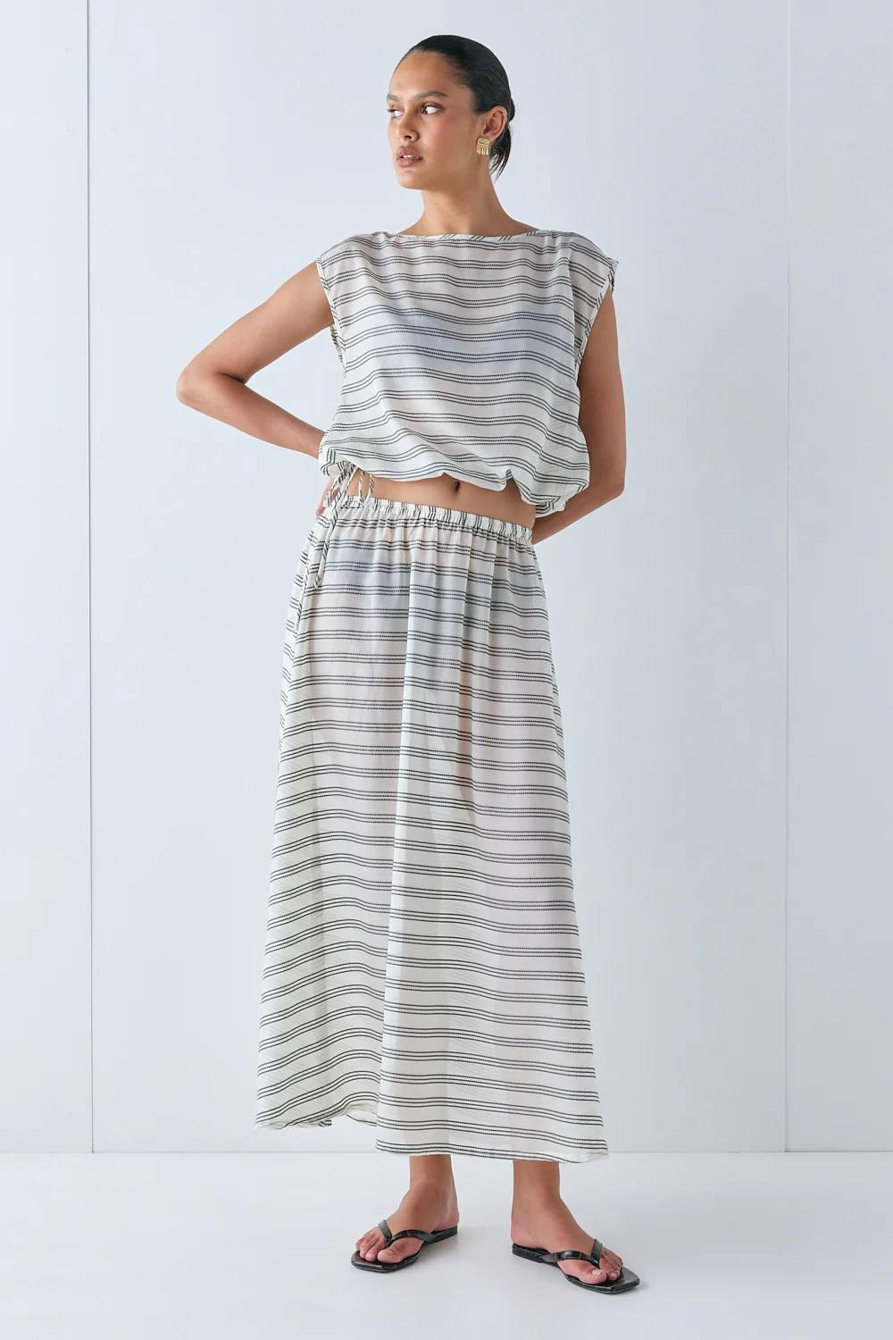 Solara Sheer Midi Skirt Stripe - Image 5
