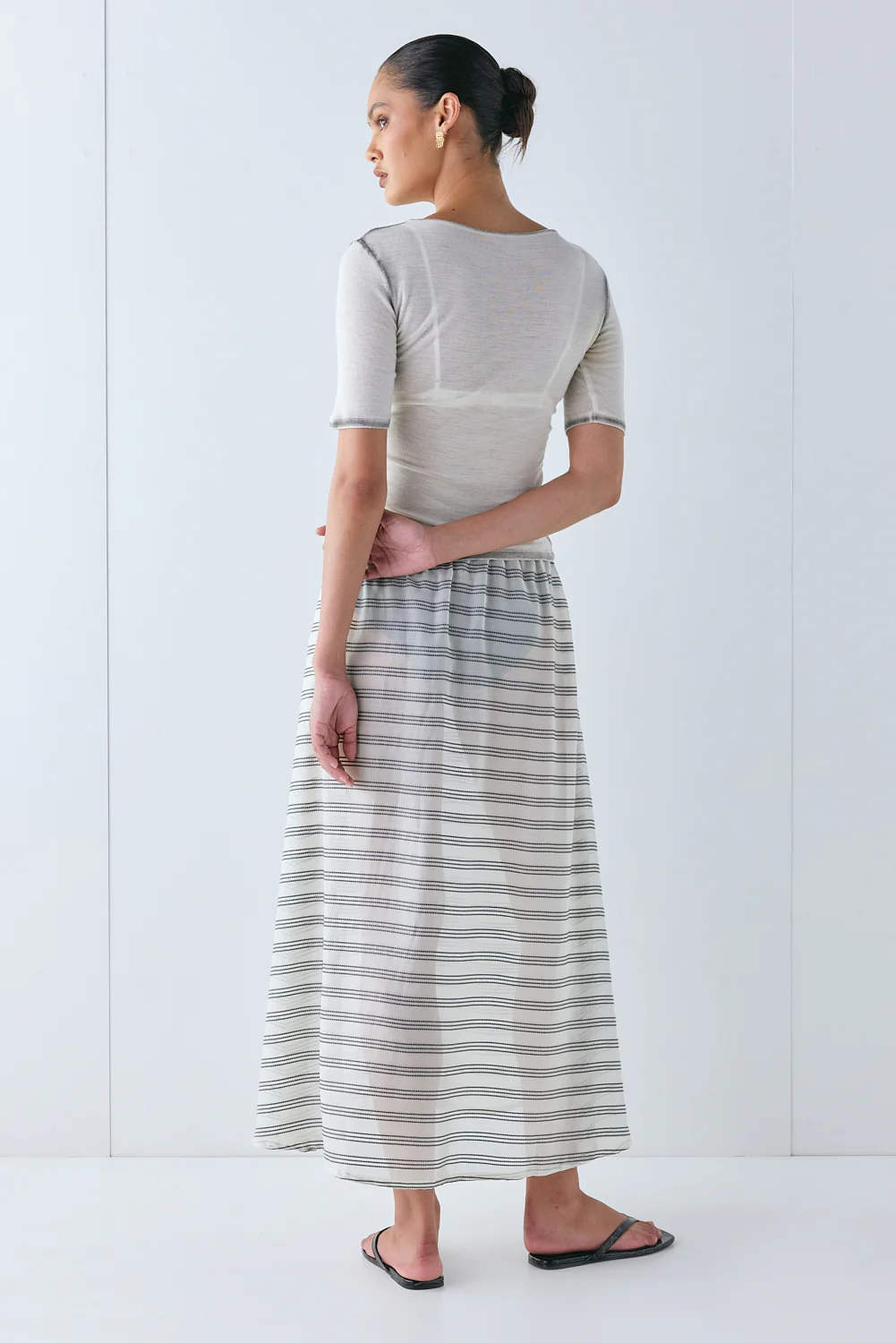 Solara Sheer Midi Skirt Stripe - Image 6