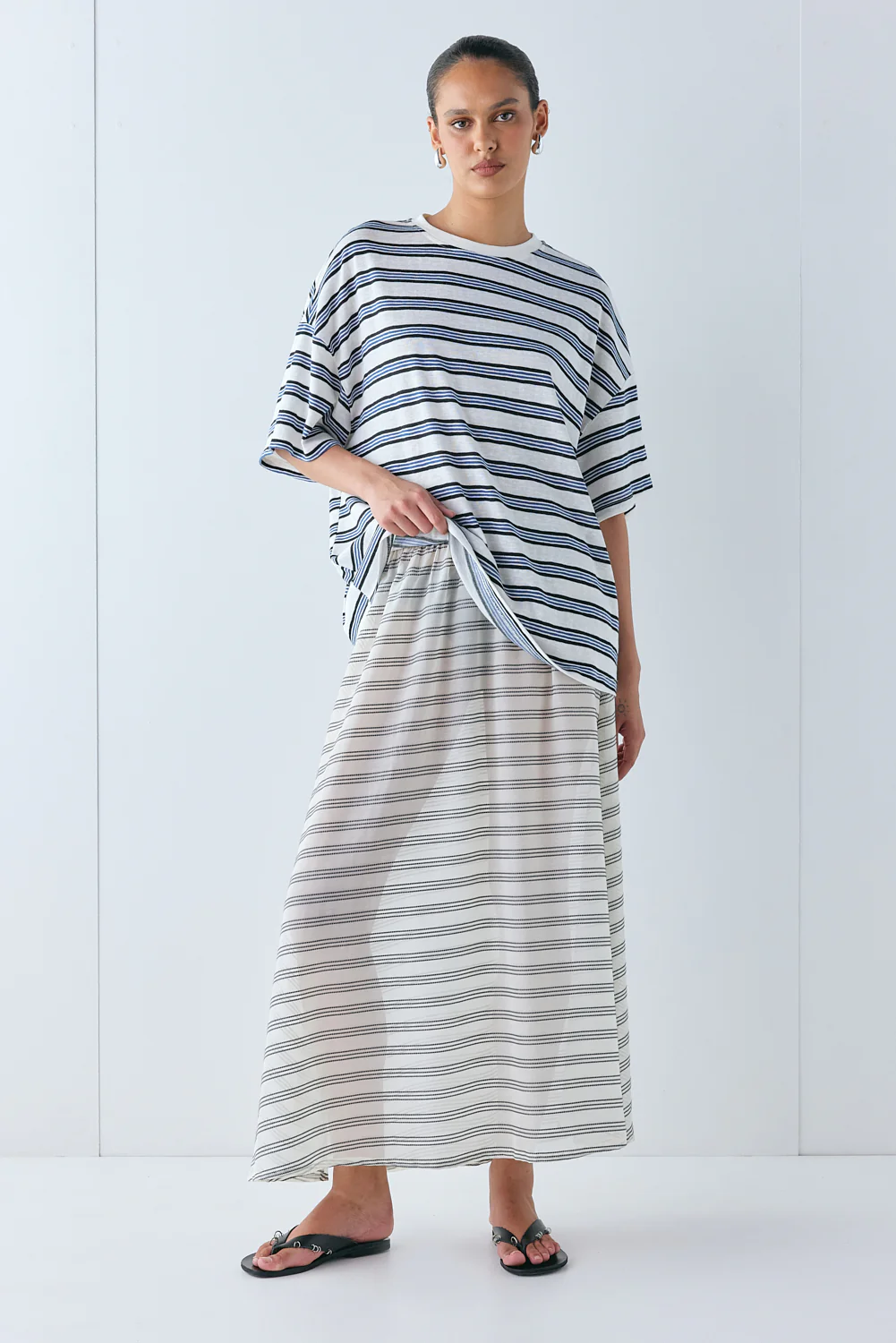 Solara Sheer Midi Skirt Stripe - Image 8
