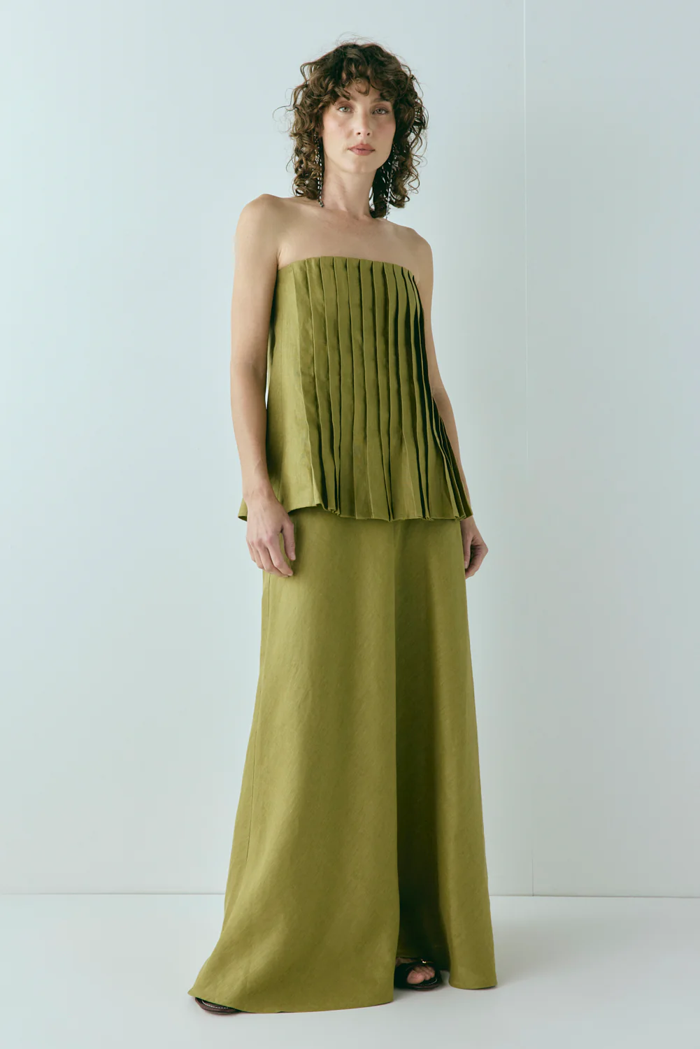 Solene Linen Maxi Skirt Olive - Image 4