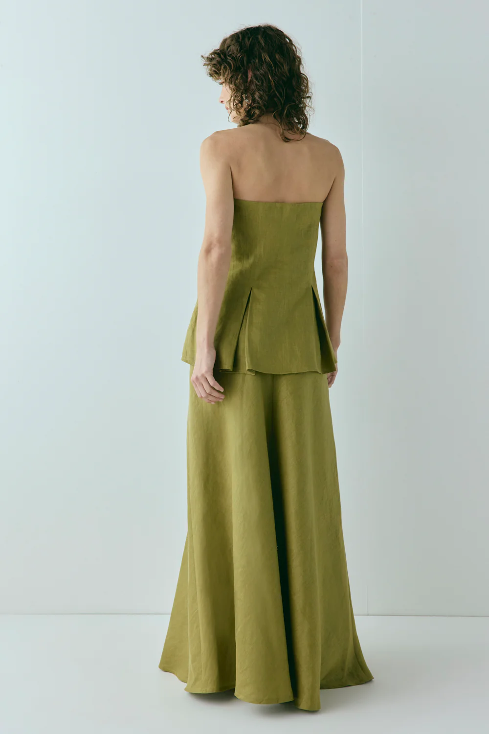 Solene Linen Maxi Skirt Olive - Image 6