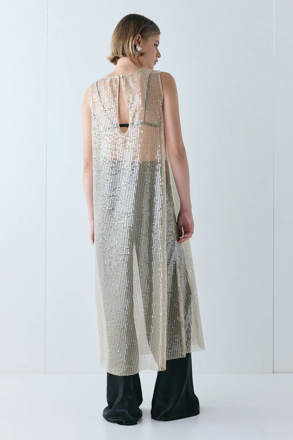 Sonja Sequin Midi Dress Nude - Image 8