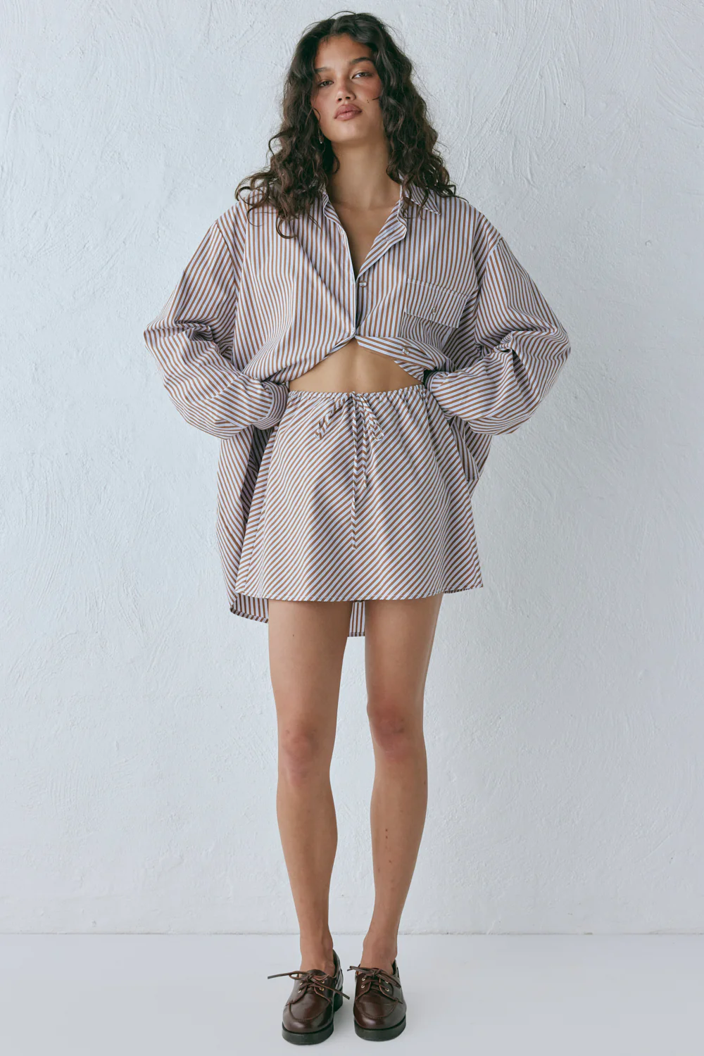 Summer Mini Skirt Brown Stripe