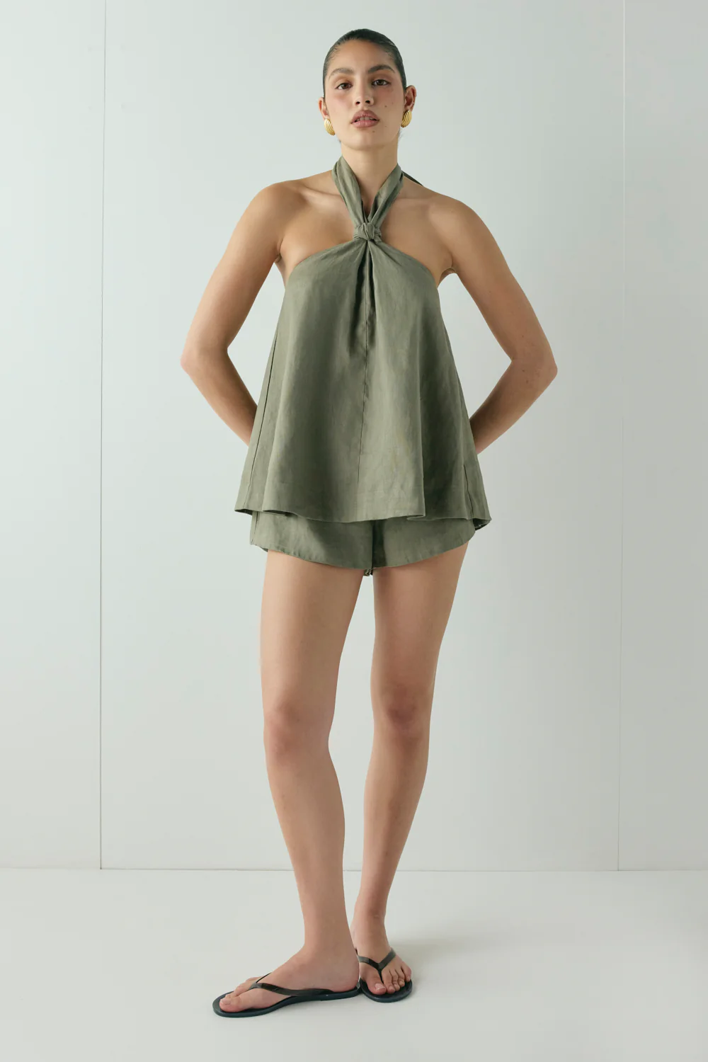 Taliah Linen Top Khaki - Image 4