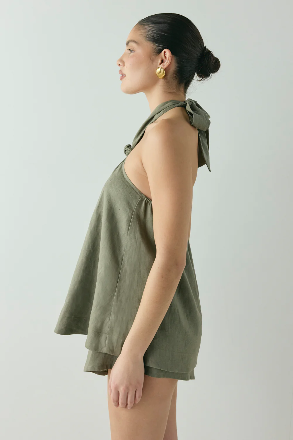 Taliah Linen Top Khaki - Image 5