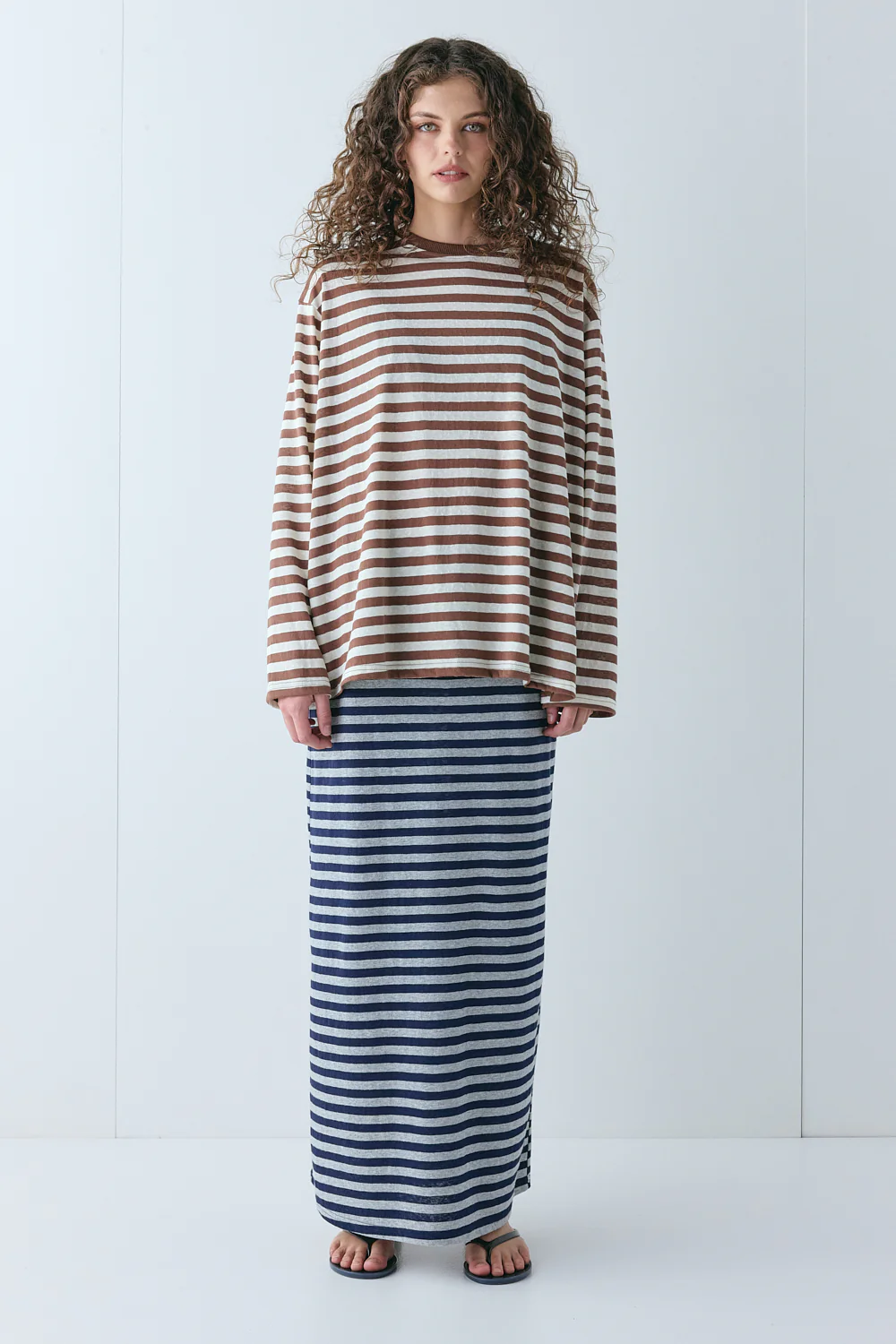 Tamsin Maxi Skirt Navy Stripe - Image 4