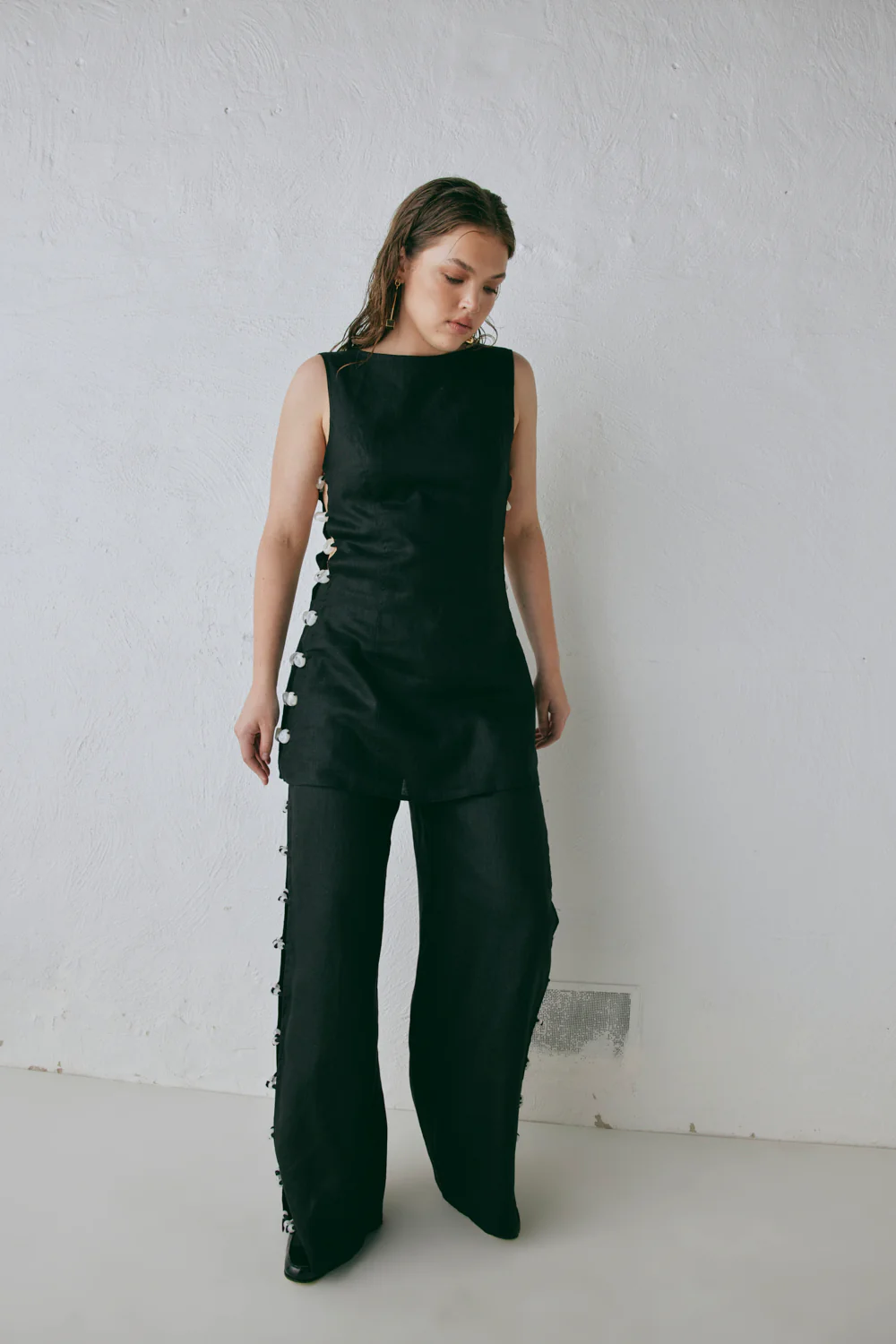 Tia Linen Pants Black - Image 7