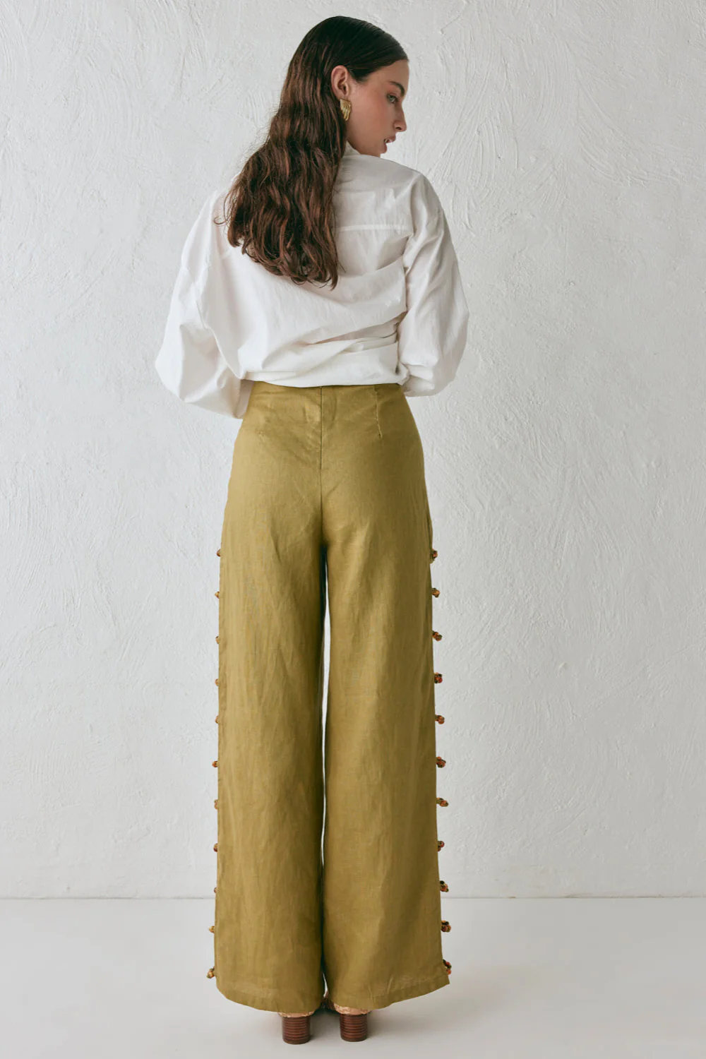 Tia Linen Pants Olive - Image 7