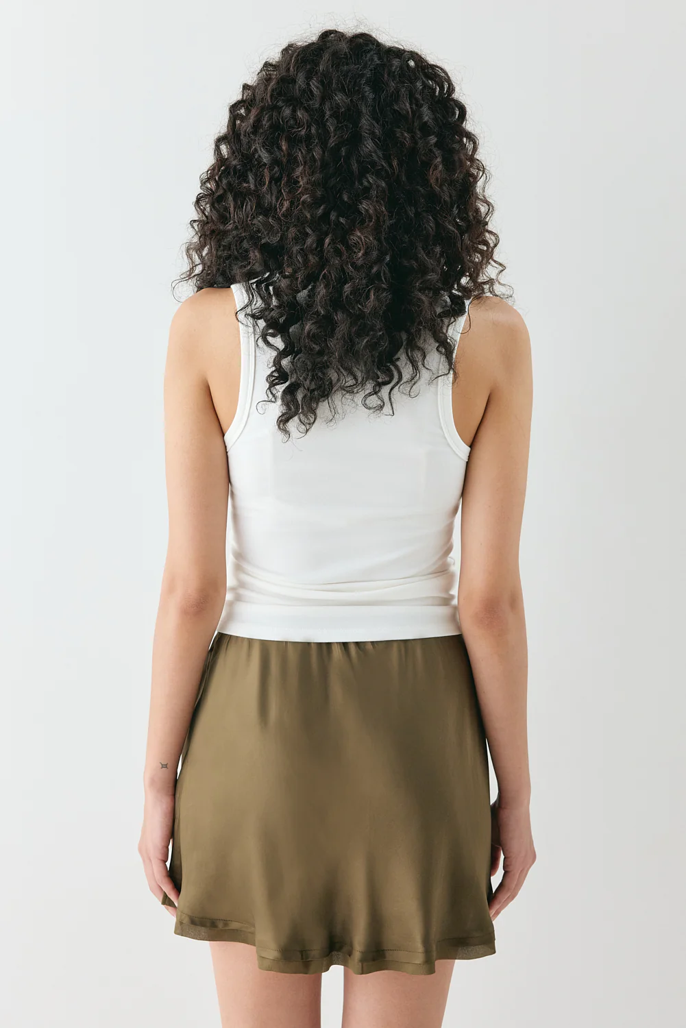 Vintage Lover Satin Bias Mini Skirt Khaki - Image 7