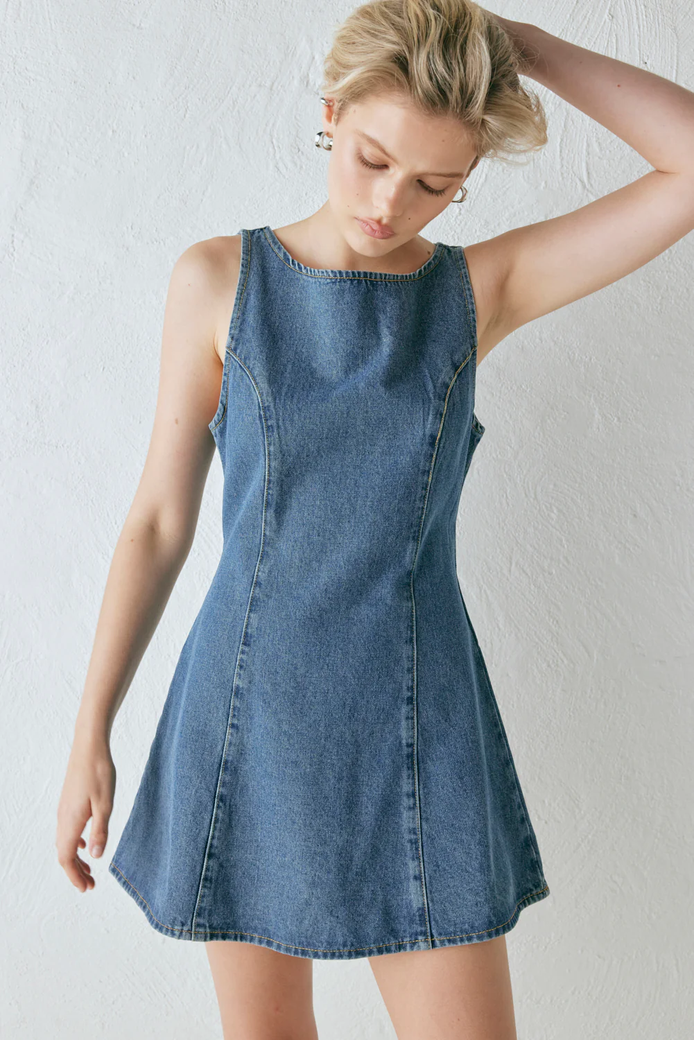Chloe Denim Mini Dress Blue - Image 2