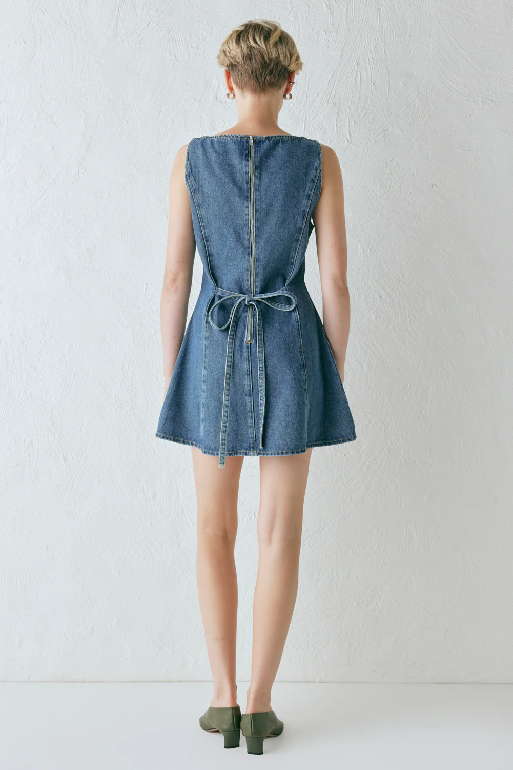 Chloe Denim Mini Dress Blue - Image 3