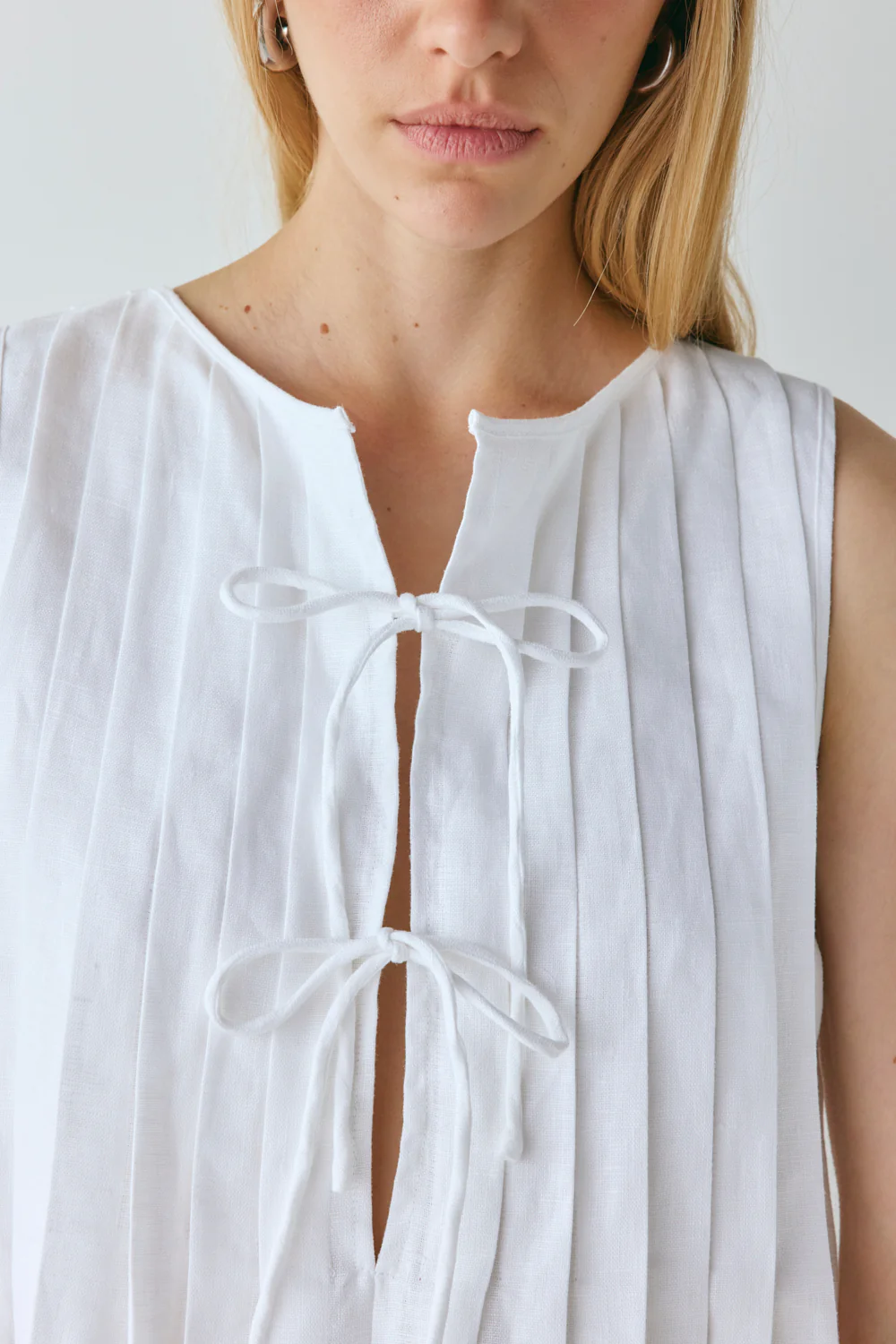 Valeria Linen Mini Dress White - Image 7