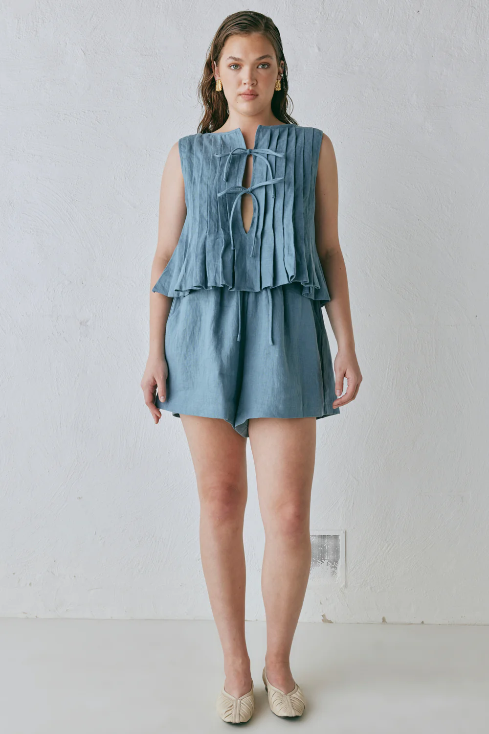 Valeria Linen Top Lake - Image 3