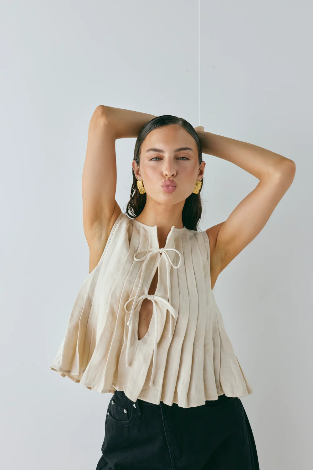 Valeria Linen Top Oatmeal - Image 4
