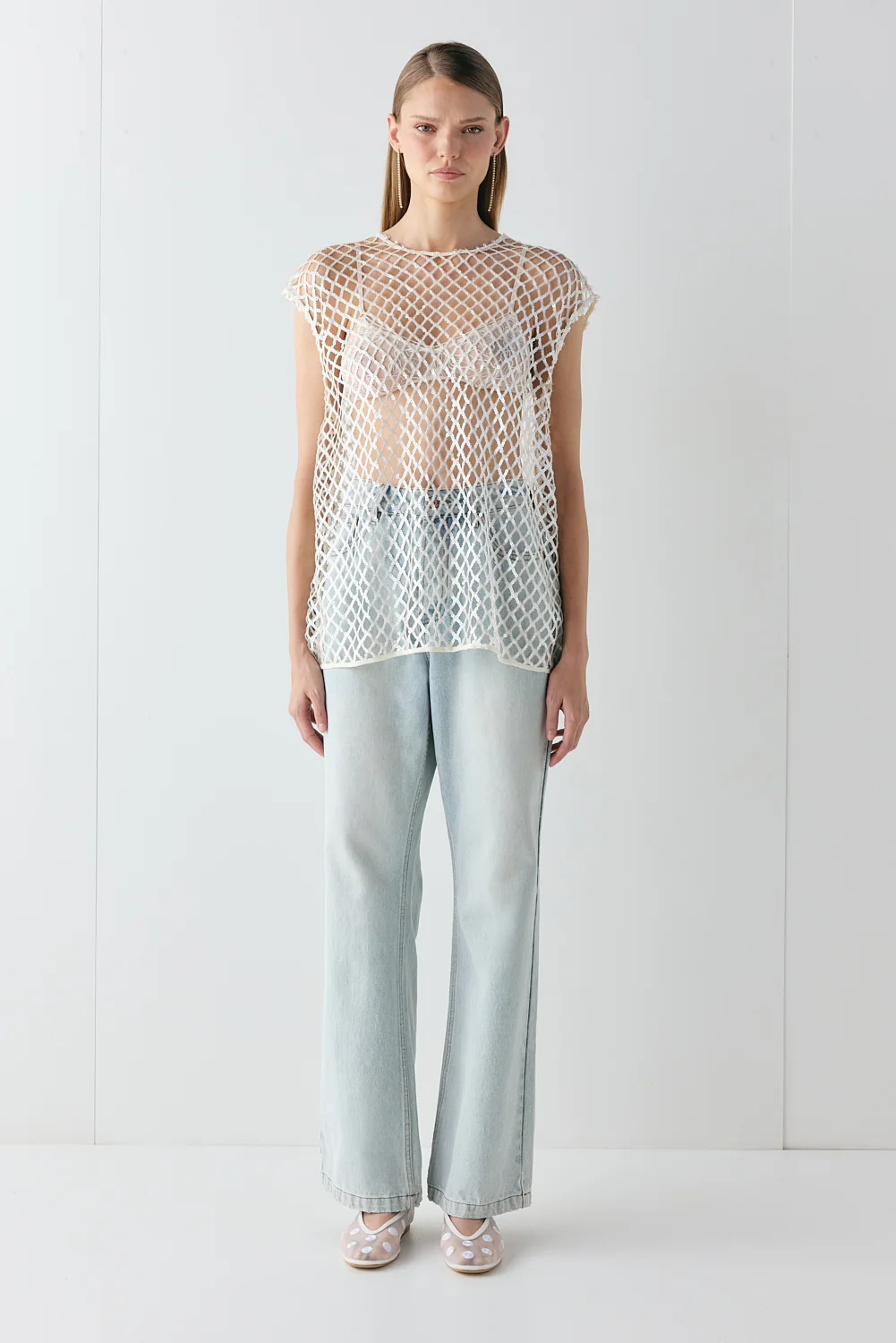 Velda Sequin Net Top Cream - Image 4
