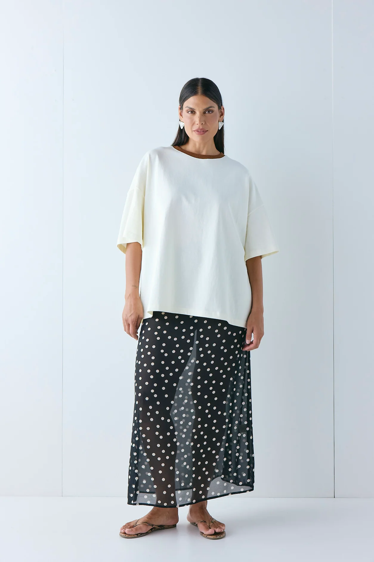 Vilma Sheer Maxi Skirt Black Polka Dot - Image 7