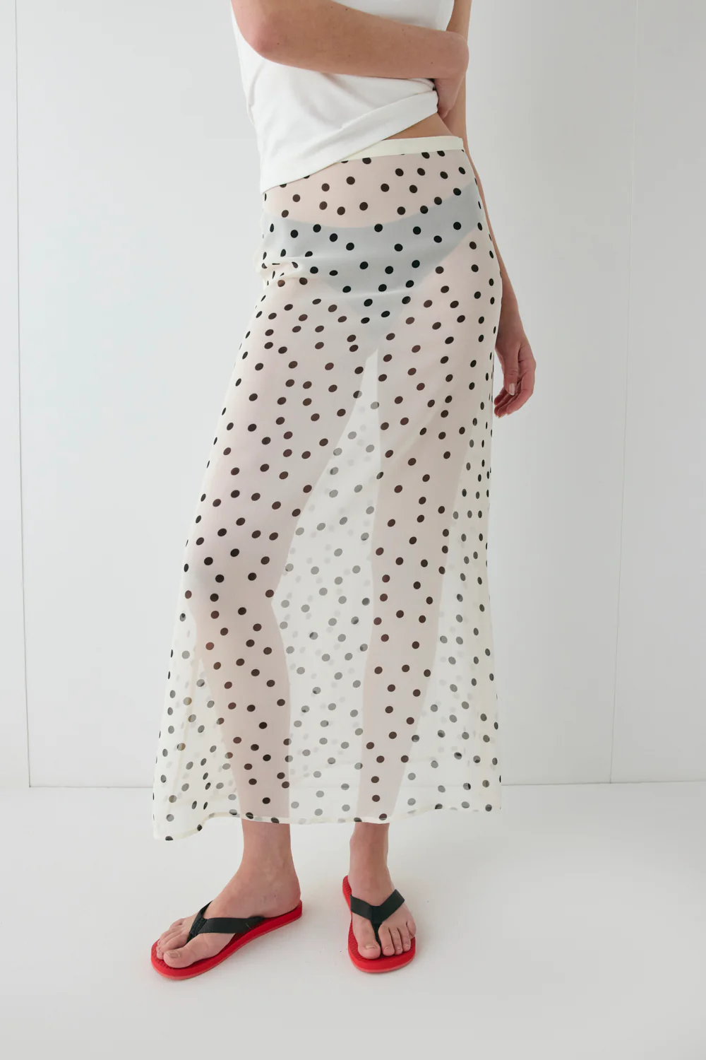 Vilma Sheer Maxi Skirt Polka Dot - Image 2
