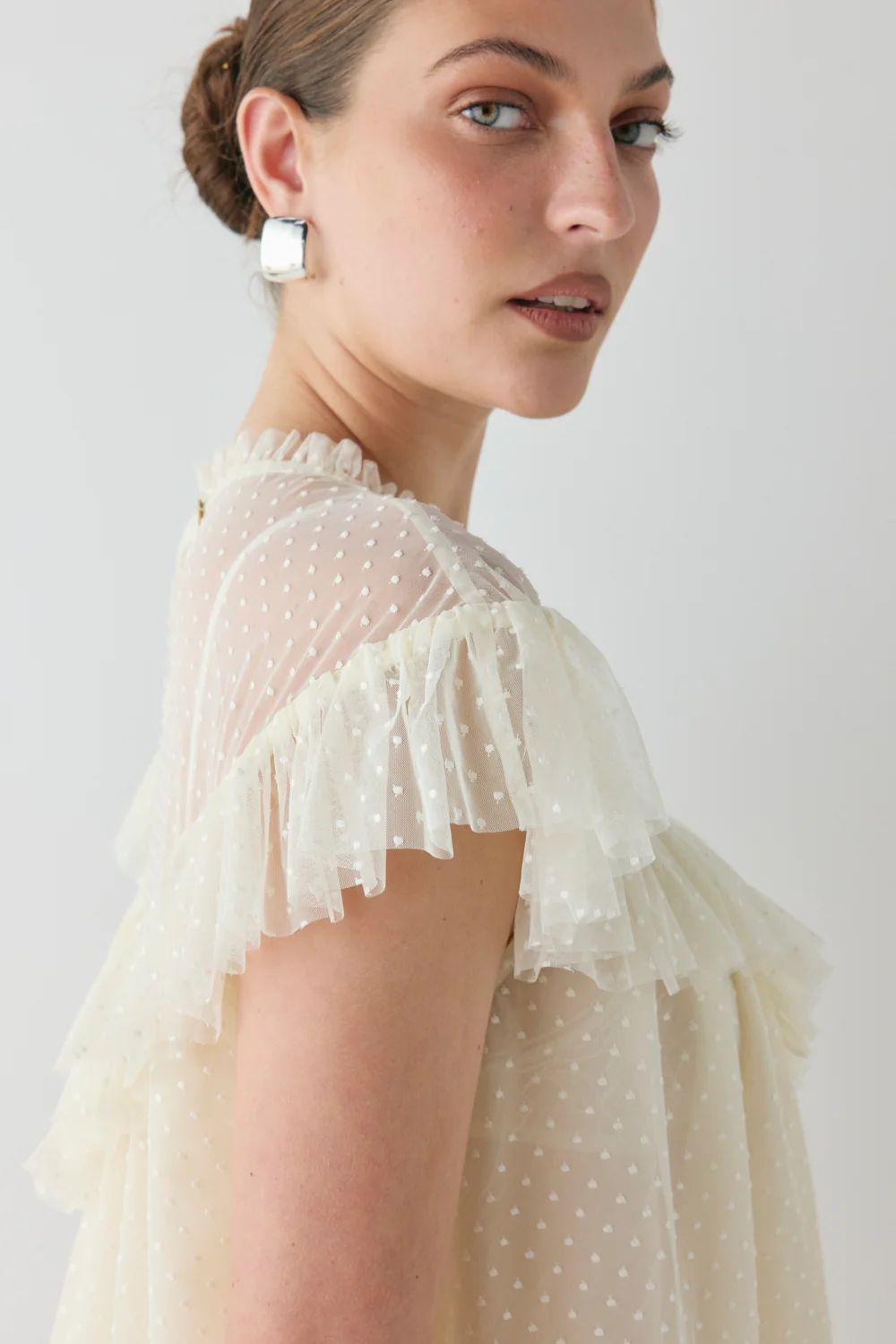 Viola Sheer Tunic Cream - Image 2
