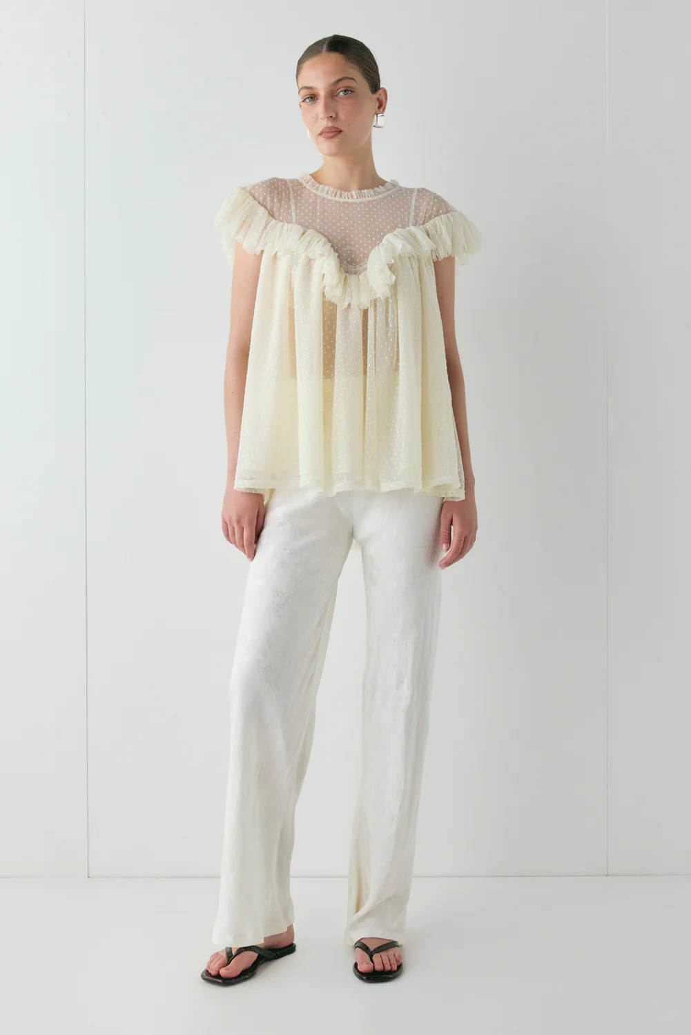 Viola Sheer Tunic Cream - Image 3
