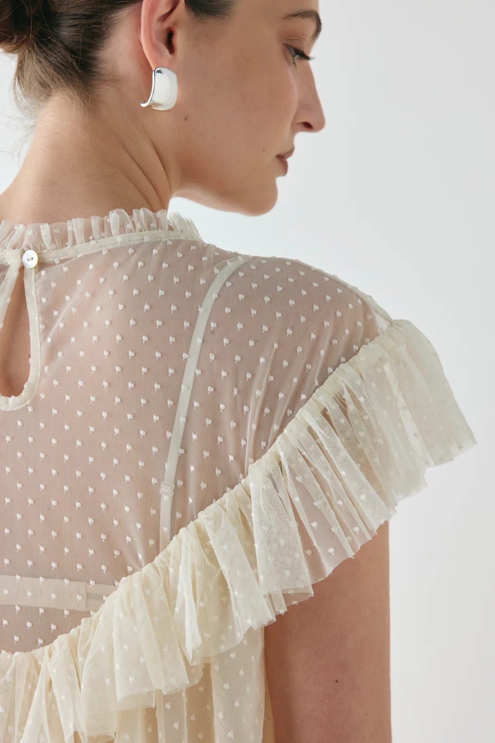Viola Sheer Tunic Cream - Image 6