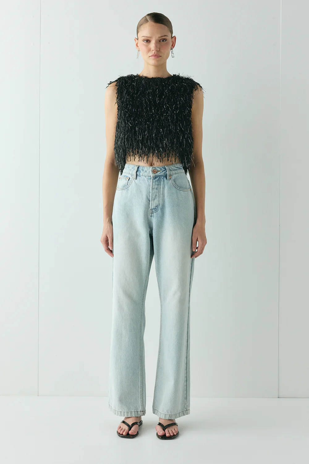 Vivia Fringe Top Black