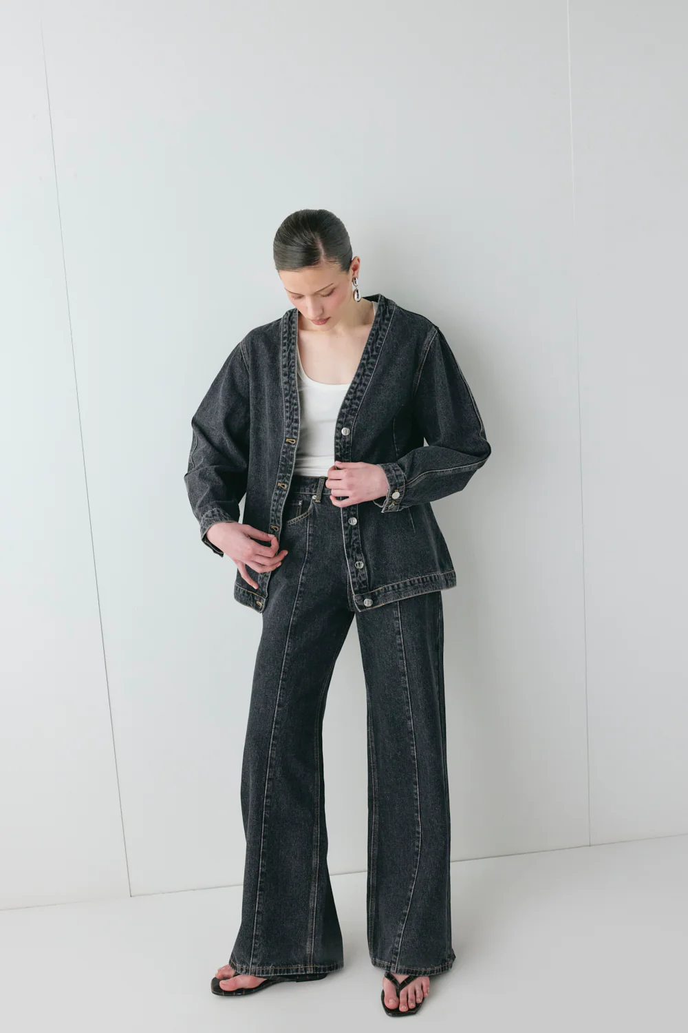Vivien Denim Jacket Washed Black - Image 5