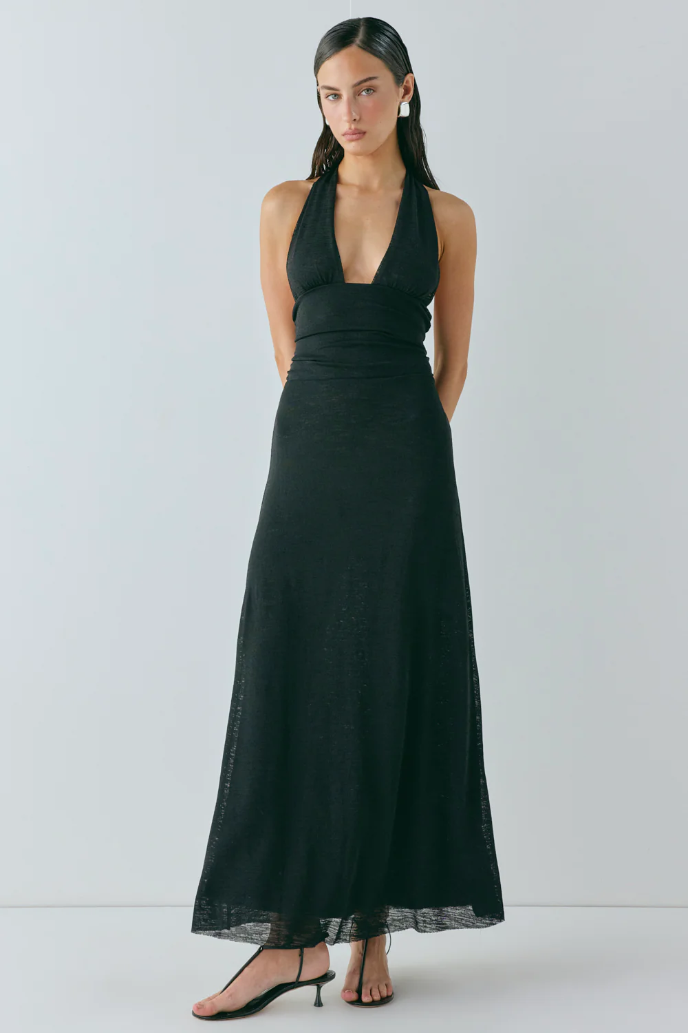 When In Italy Halter Midi Dress Black - Image 4