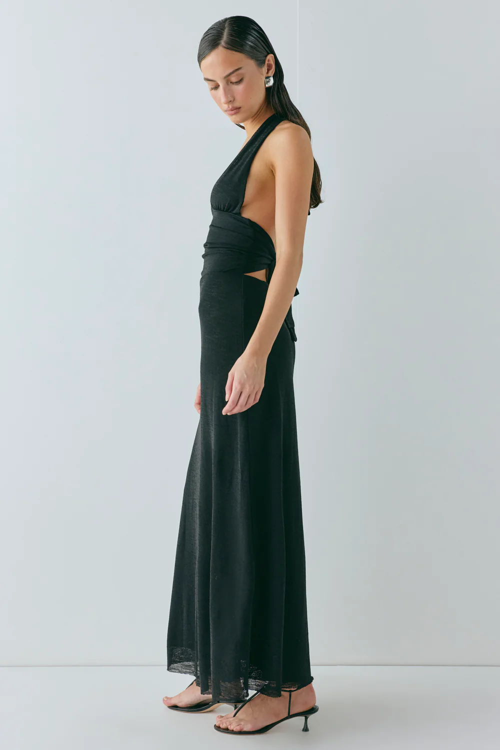 When In Italy Halter Midi Dress Black - Image 5