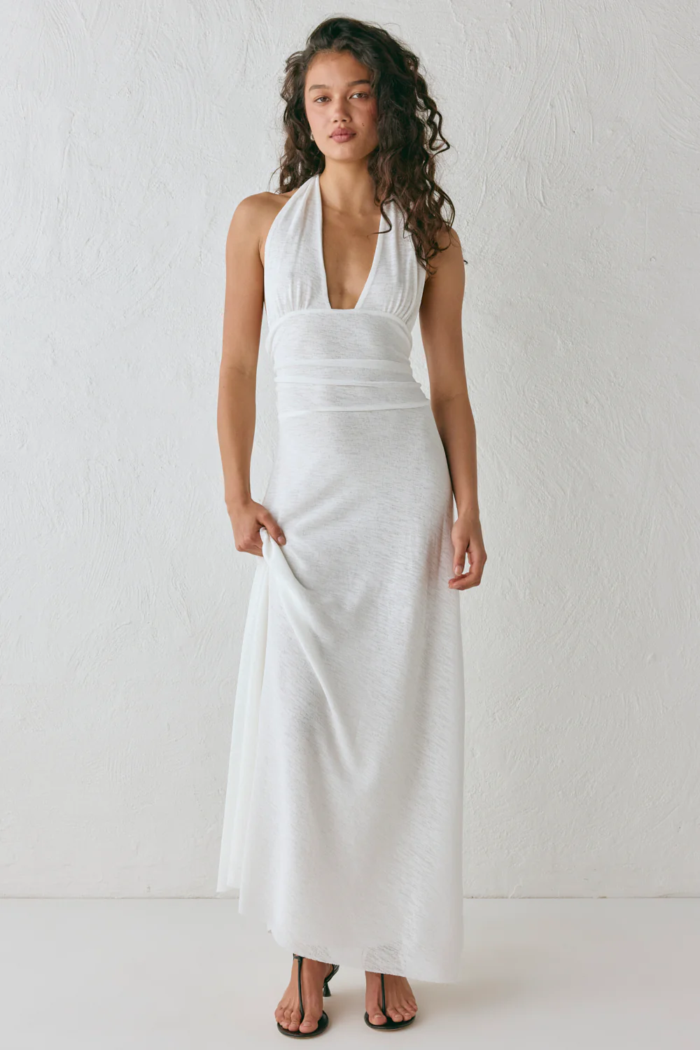 When In Italy Halter Midi Dress White - Image 5