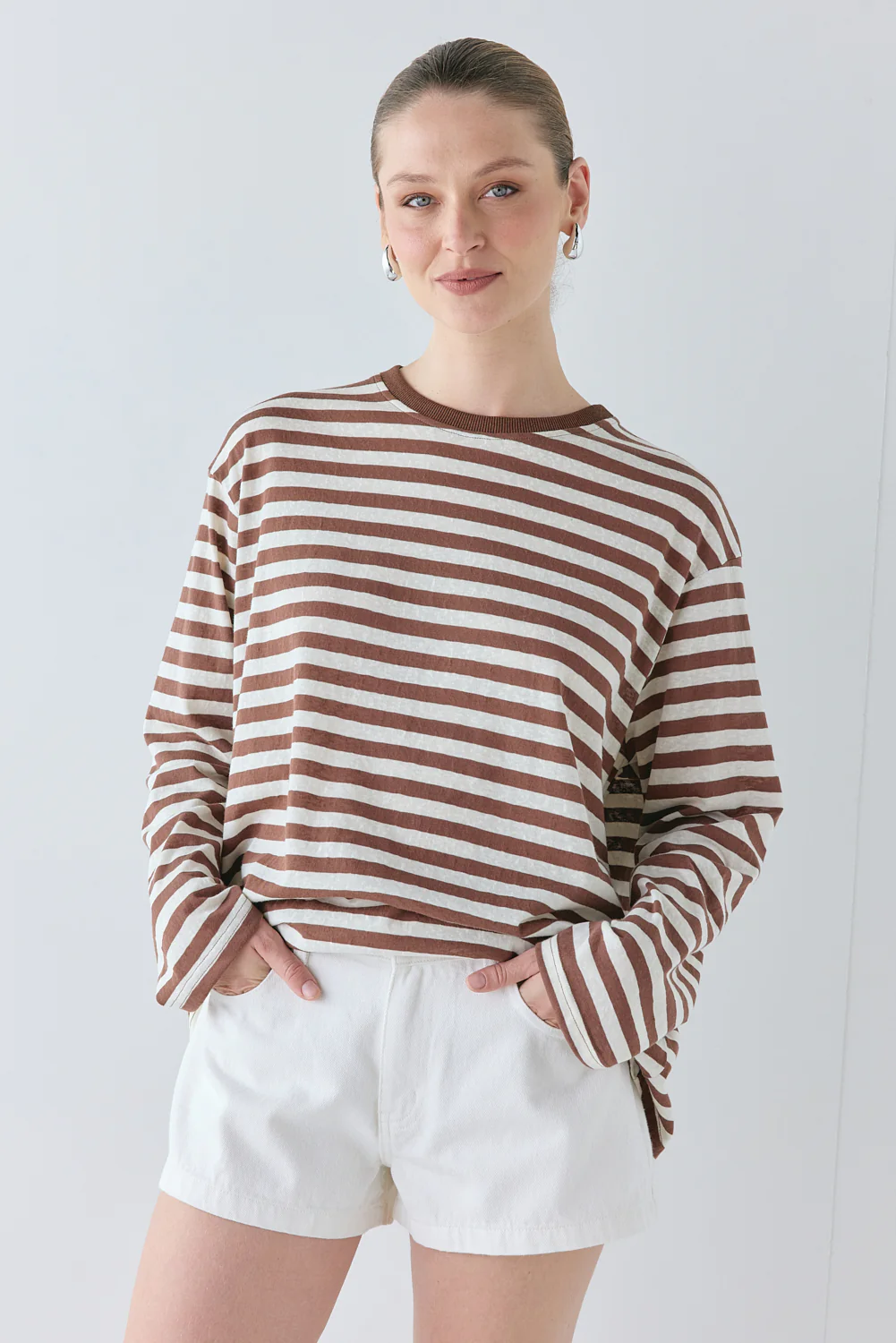 Willow Long Sleeve Tee Brown Stripe - Image 4