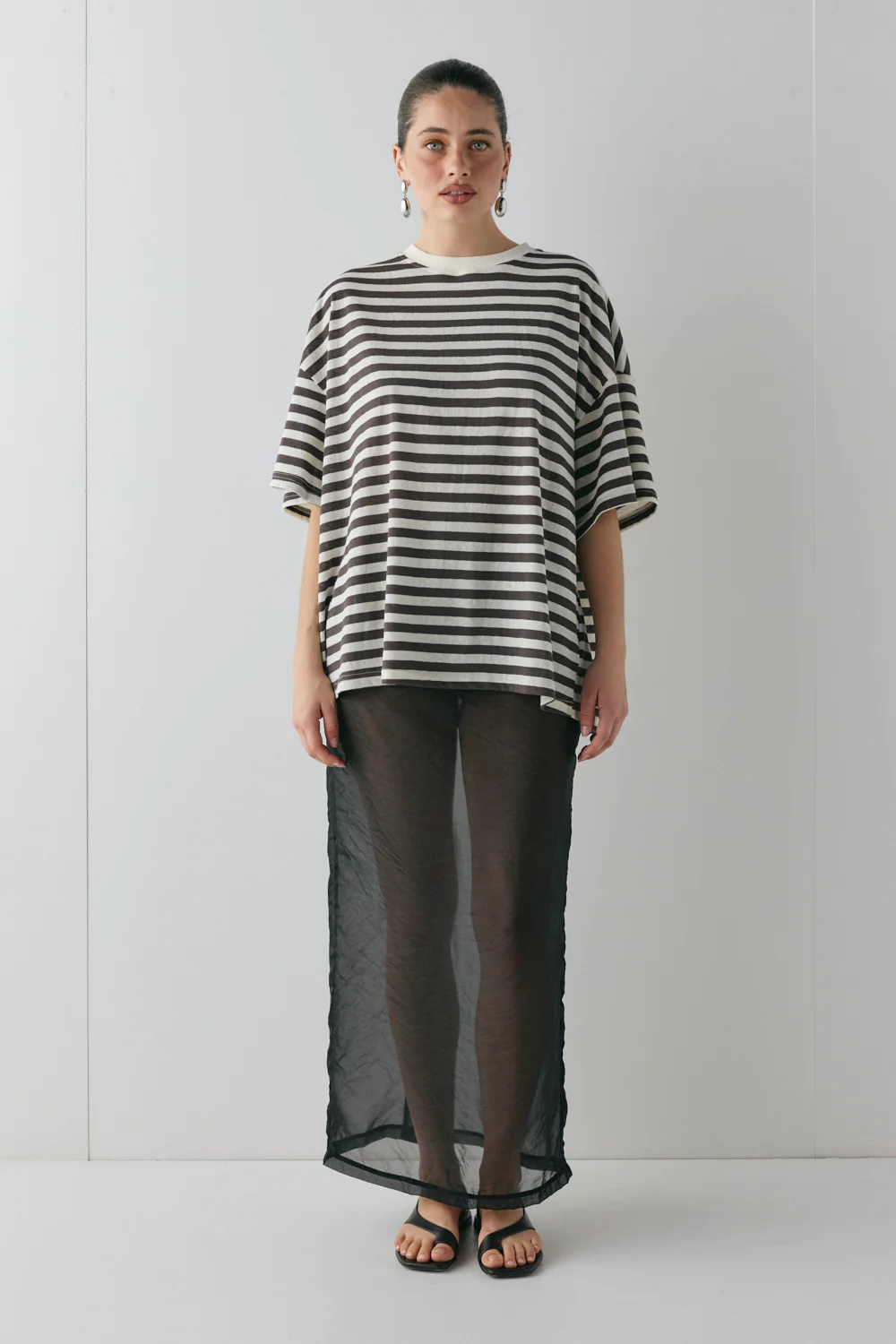 Willow Tee Charcoal Stripe