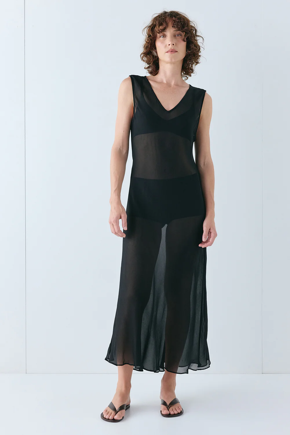 Winona Sheer Midi Dress Black - Image 2