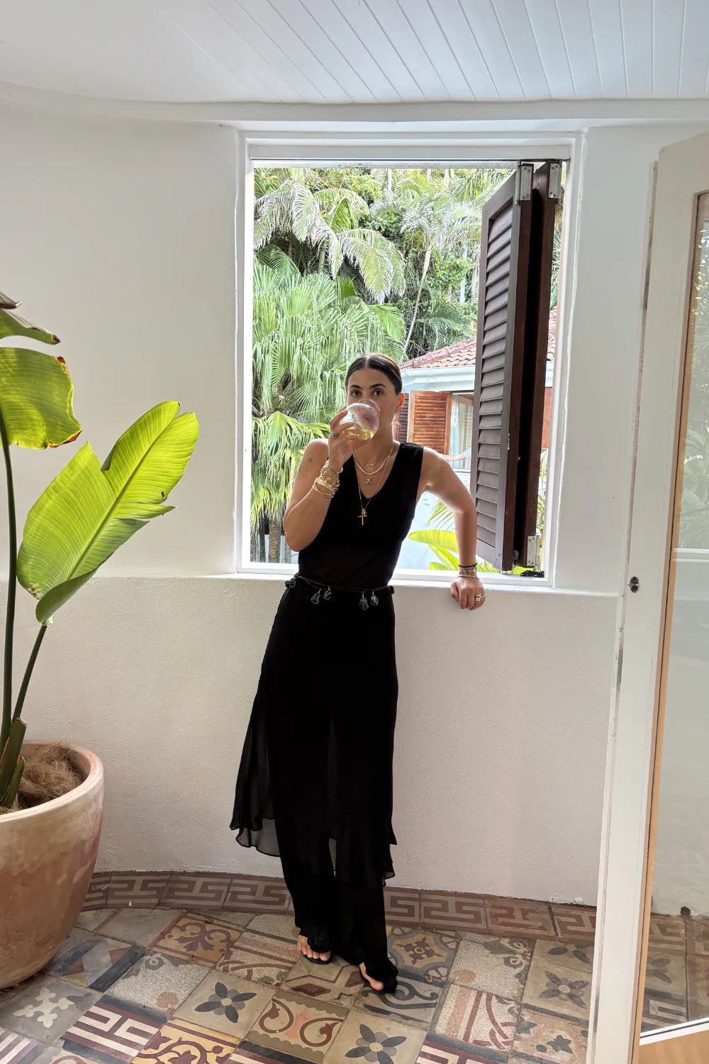 Winona Sheer Midi Dress Black - Image 4
