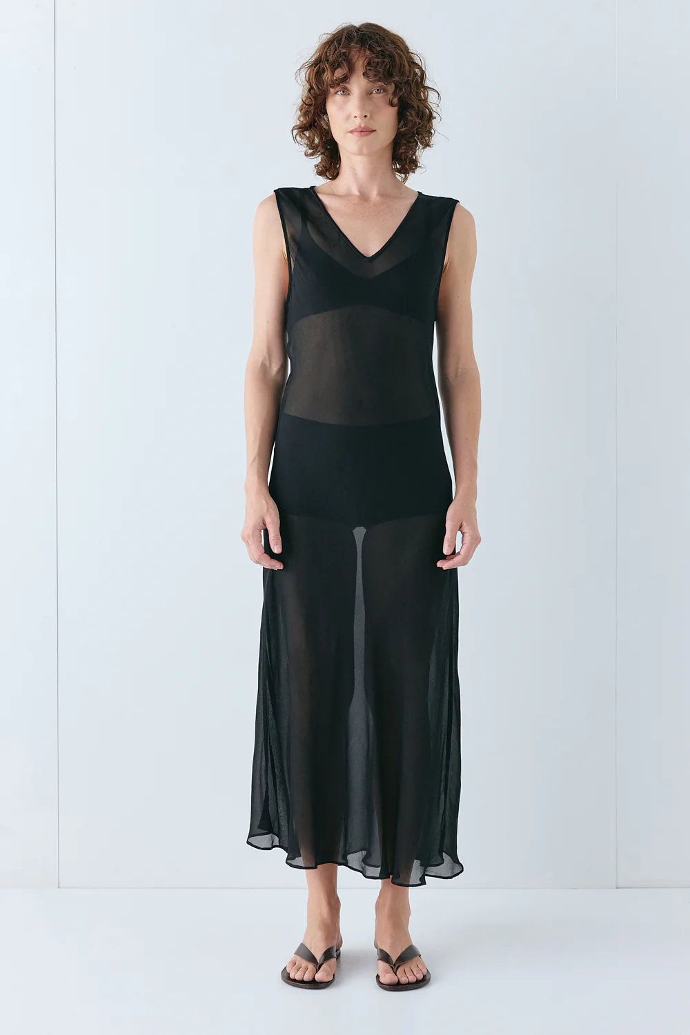 Winona Sheer Midi Dress Black - Image 5