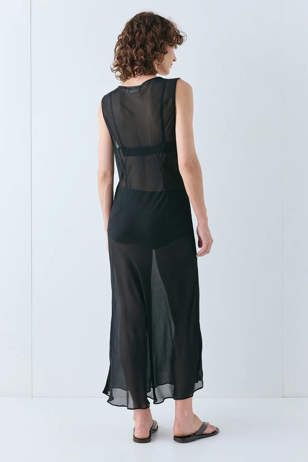 Winona Sheer Midi Dress Black - Image 6