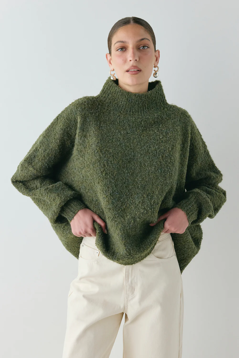 Yumi Knit Jumper Khaki - Image 3