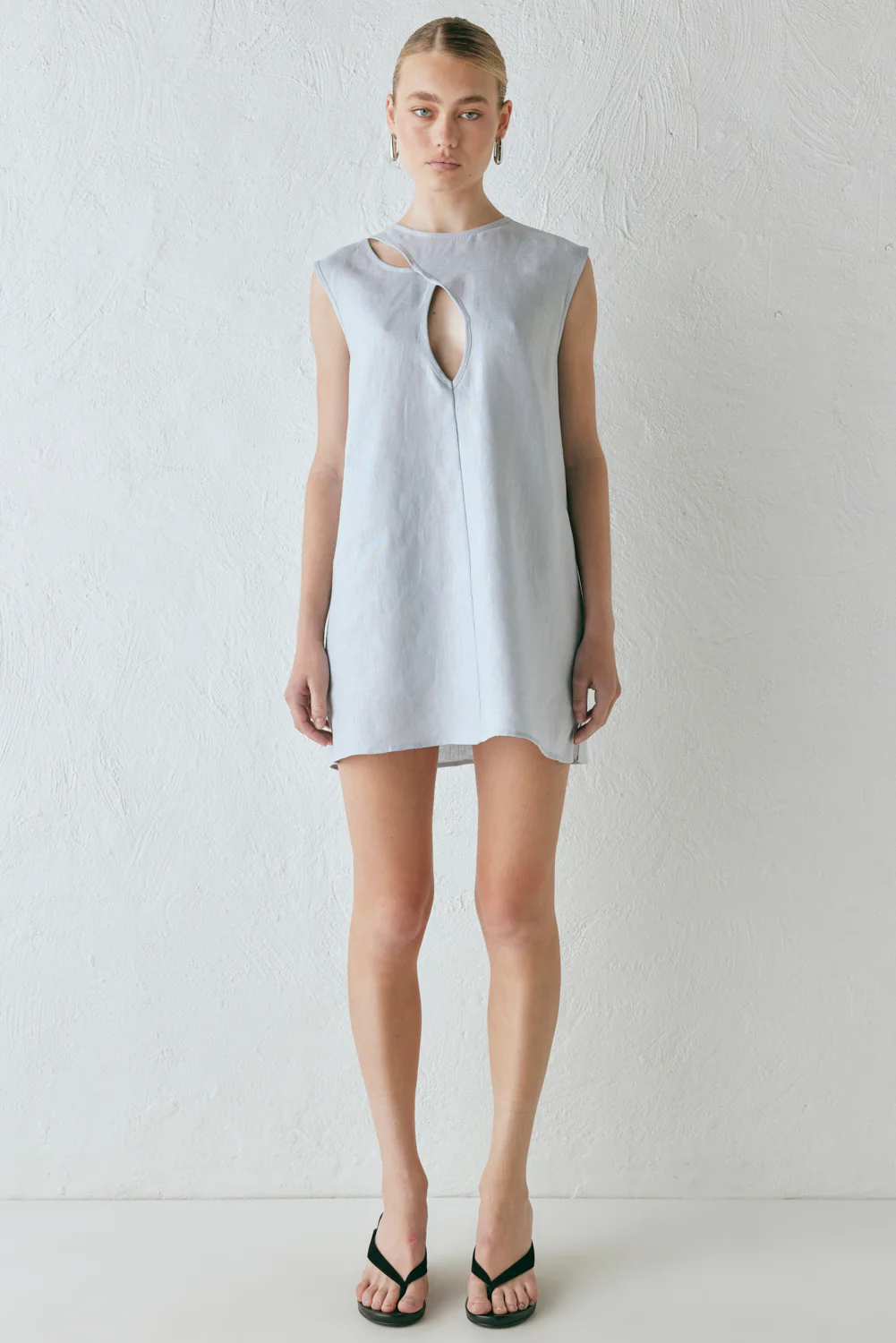 Yuri Linen Mini Dress Powder - Image 2