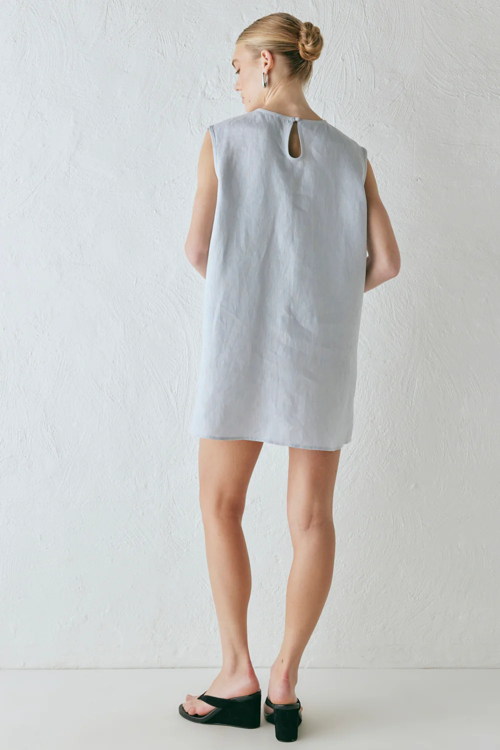 Yuri Linen Mini Dress Powder - Image 9
