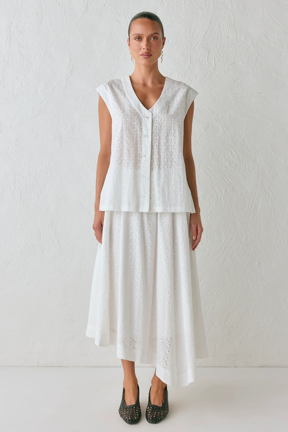 Zali Tunic Anglaise Top White