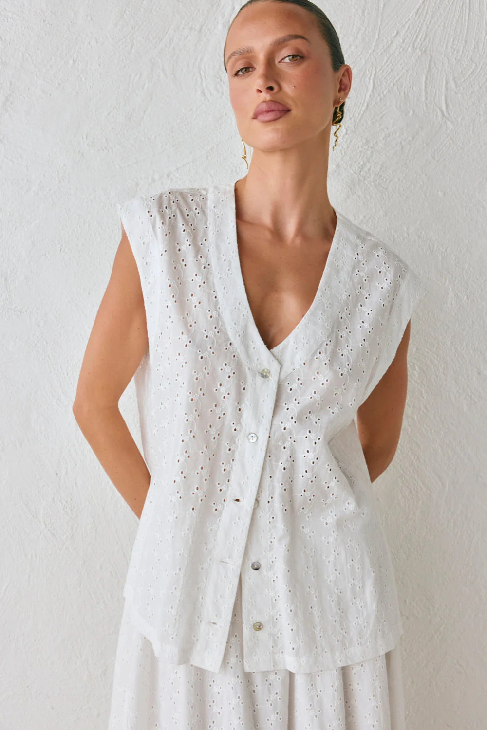 Zali Tunic Anglaise Top White - Image 2