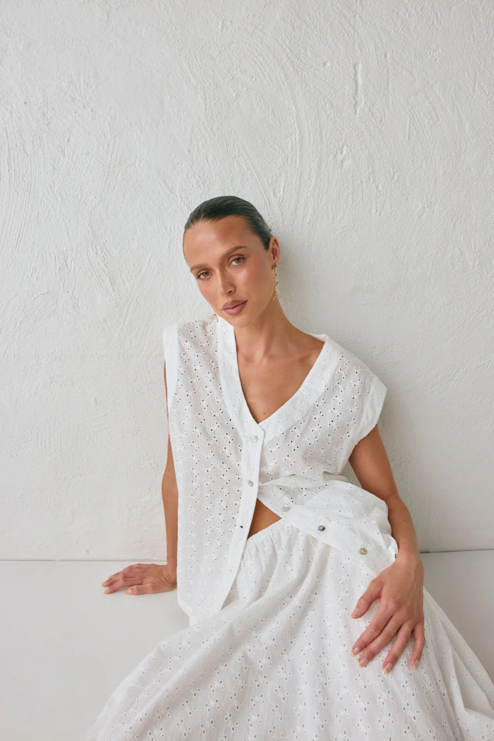 Zali Tunic Anglaise Top White - Image 3