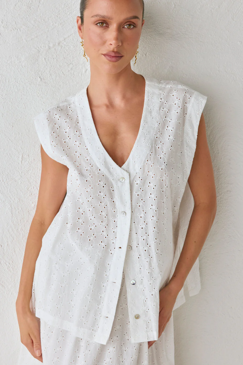 Zali Tunic Anglaise Top White - Image 5