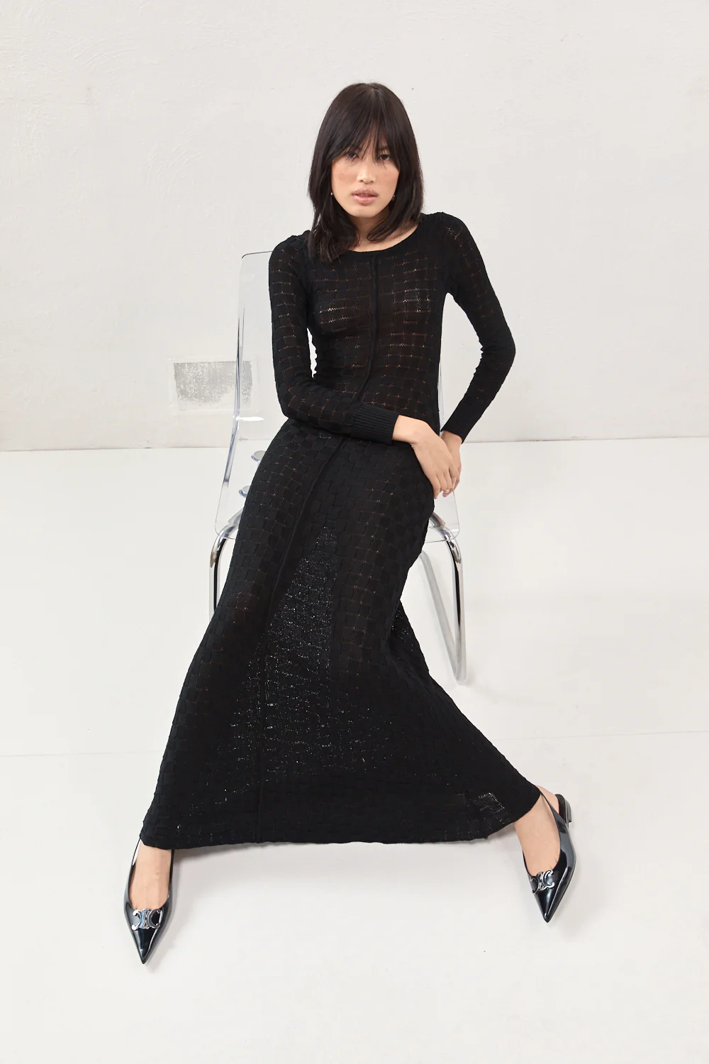 Zelda Knit Maxi Dress Black - Image 2
