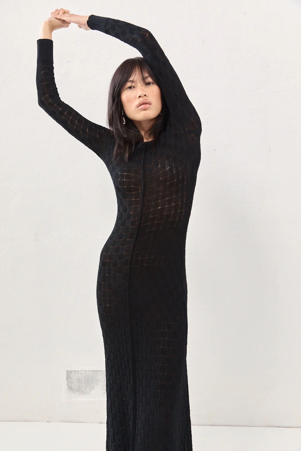 Zelda Knit Maxi Dress Black - Image 3