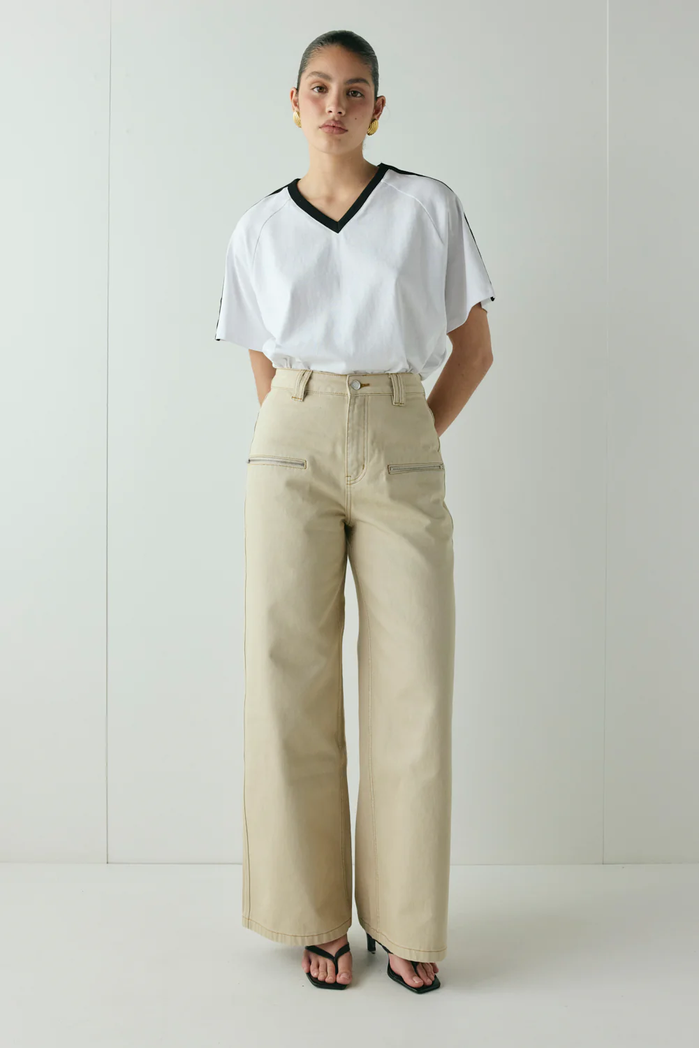 Zelma High Rise Denim Jeans Taupe