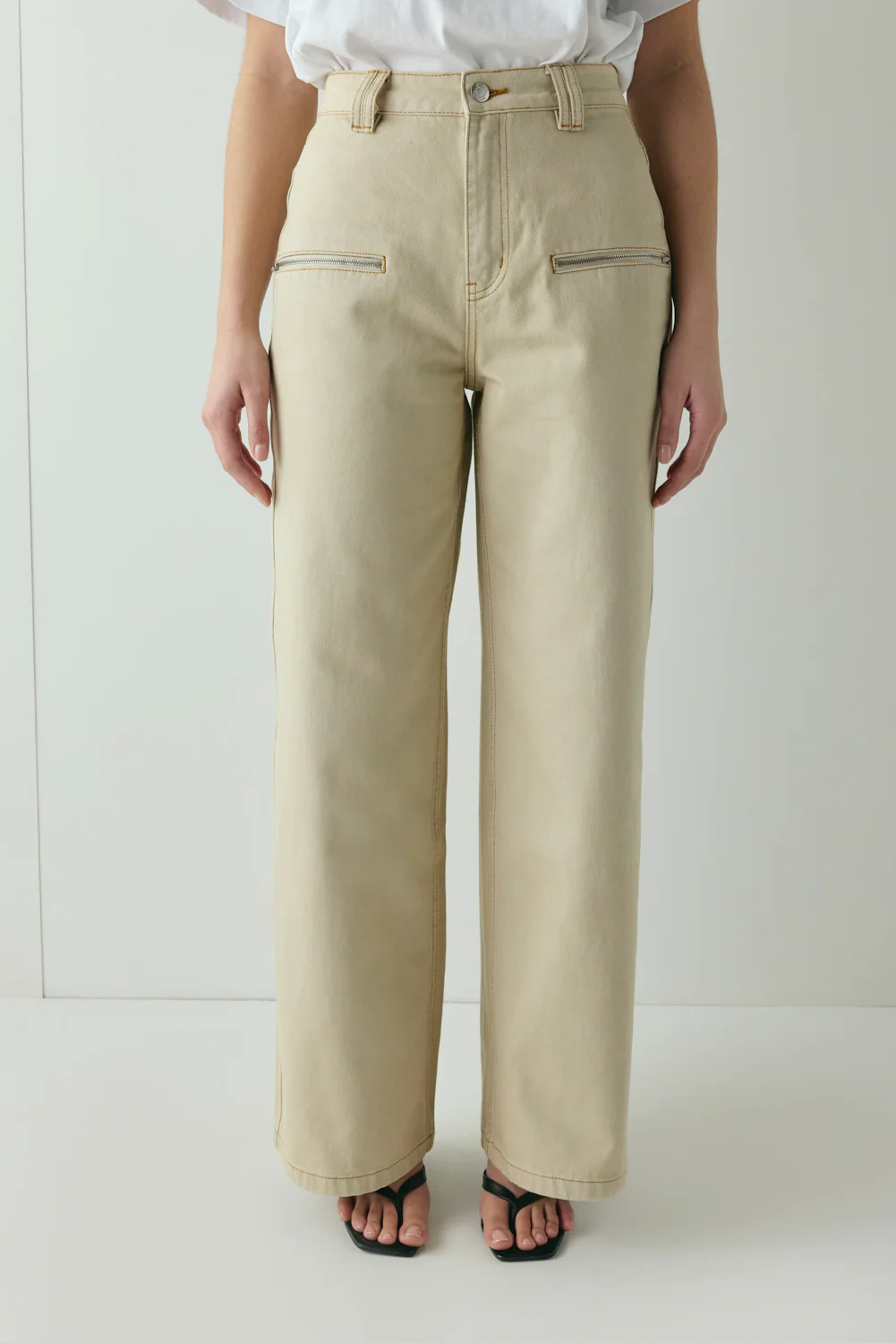 Zelma High Rise Denim Jeans Taupe - Image 2