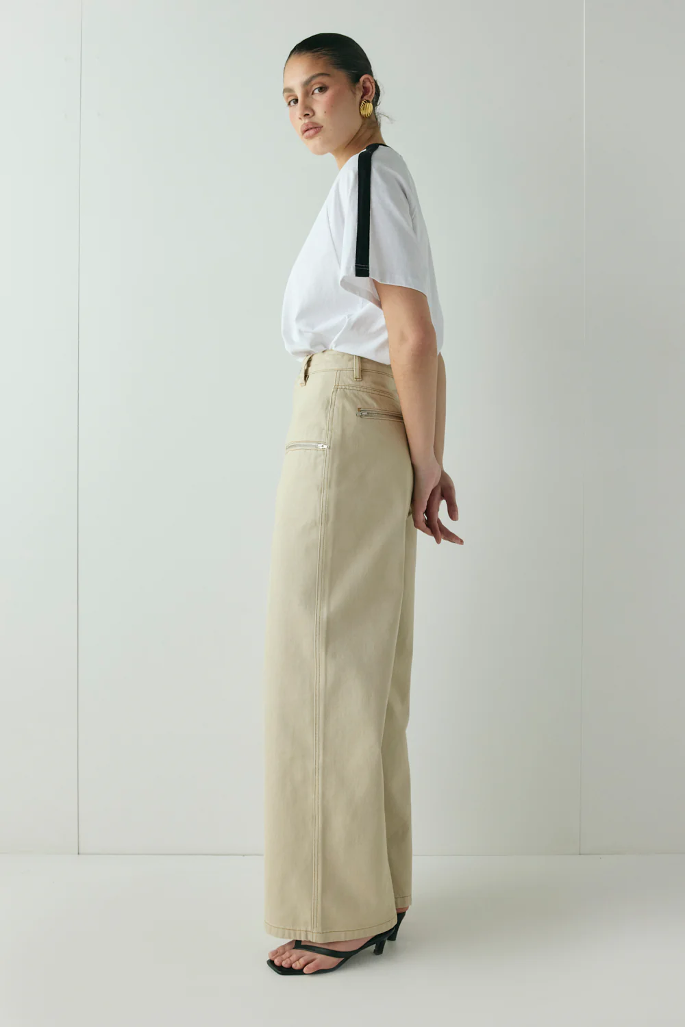 Zelma High Rise Denim Jeans Taupe - Image 3