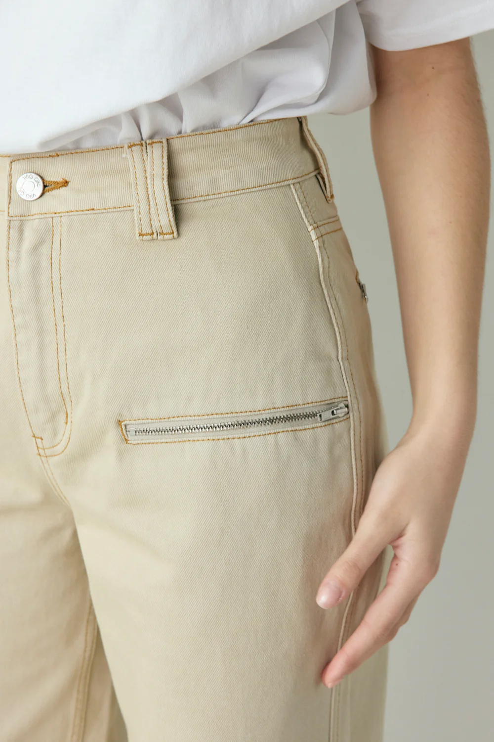 Zelma High Rise Denim Jeans Taupe - Image 4