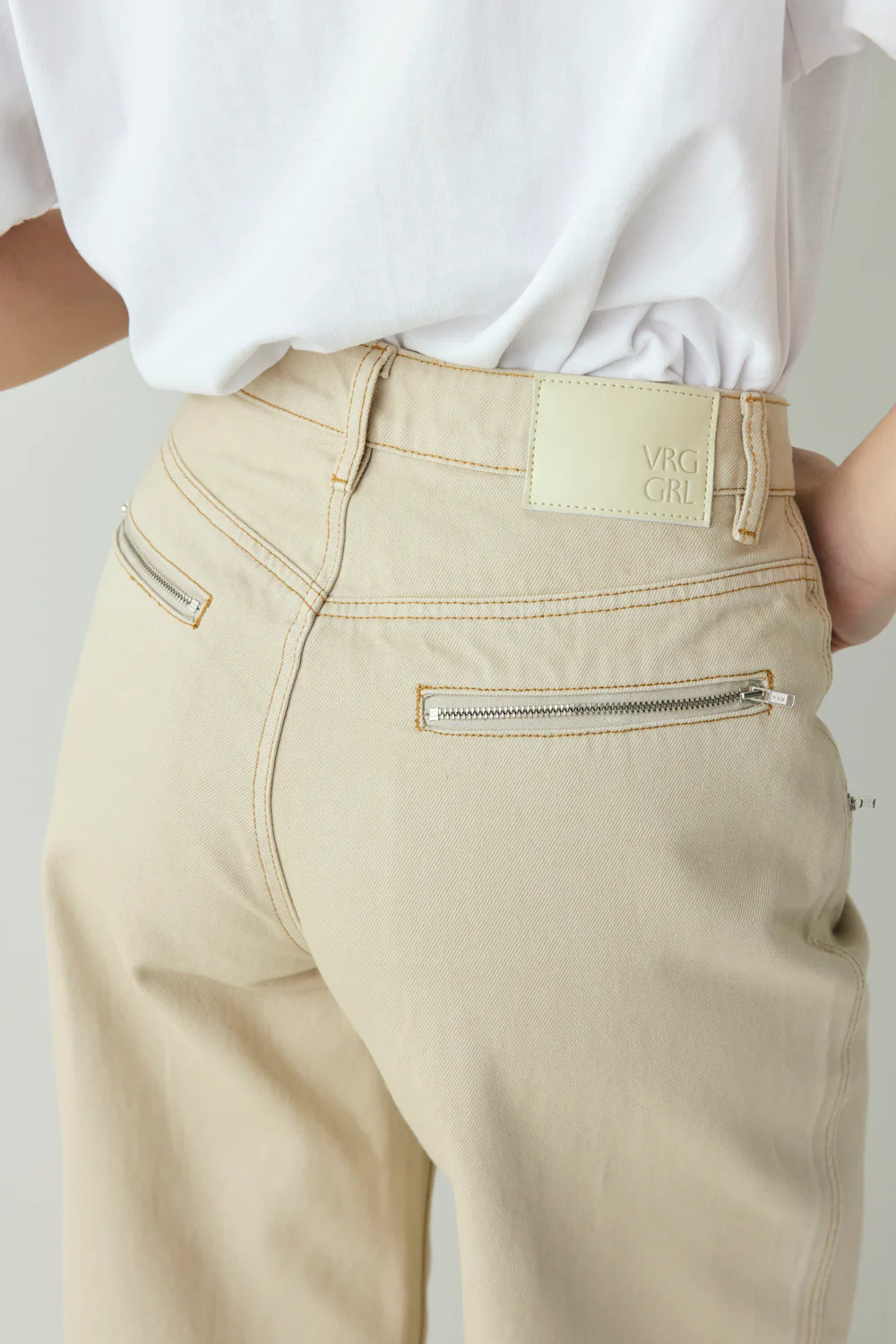 Zelma High Rise Denim Jeans Taupe - Image 6